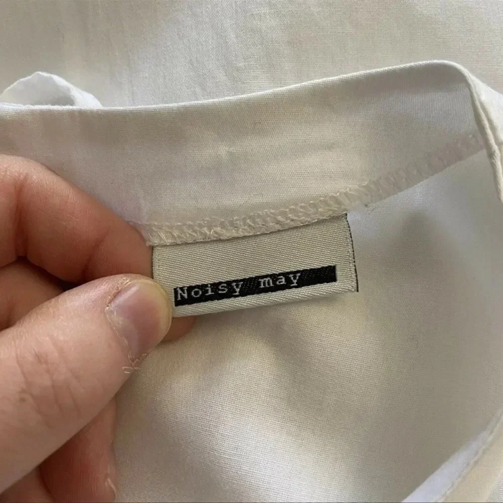 Noisy May Crisp white shirt open back sexy Large (check measurements) EUC - Picture 7 of 11